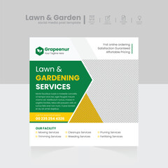 Modern Lawn and garden care maintenance social media post design template