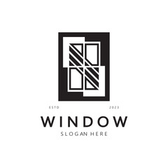 simple window logo, design for, interior, construction, architecture, property business, vector