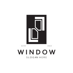 simple window logo, design for, interior, construction, architecture, property business, vector