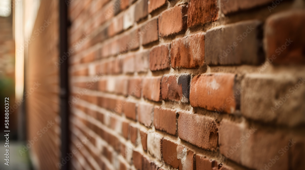 Sticker close-up of a brick in the wall