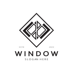simple window logo, design for, interior, construction, architecture, property business, vector