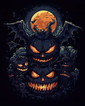 his unique Halloween image captures the transformation of a carved pumpkin into a spooky bat. Perfect for creating eye-catching Halloween designs, flyers, posters, and social media posts,