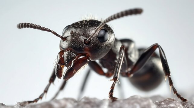 Ant close-up, high detail, macro photography. Generative Ai