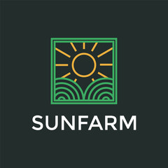 elegant sun farm rectangle logo design