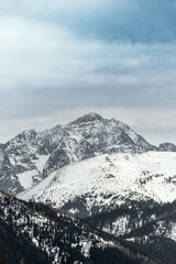 Fototapeta na wymiar Beautiful winter mountain landscape. High Tatras, Poland. View from Rusinowa Polana
