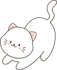 Cartoon cute white cat
