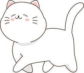 Cartoon cute white cat