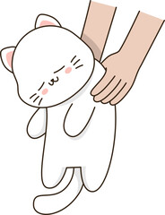 Cartoon cute white cat sleeping