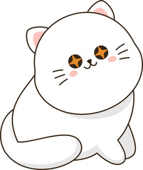 Cartoon cute white cat