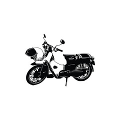 Motorcycle silhouette Vector. Flat style. Side view, illustration