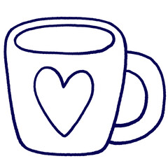 Cute element coffee cup line clipart.