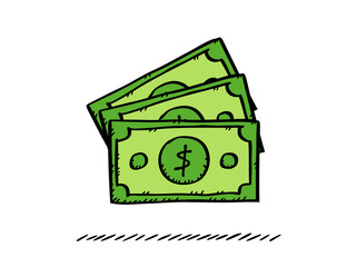 Hand drawn illustration graphic of a money icons.