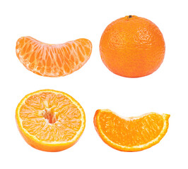 Mandarin, tangerine citrus fruit isolated on transparent png