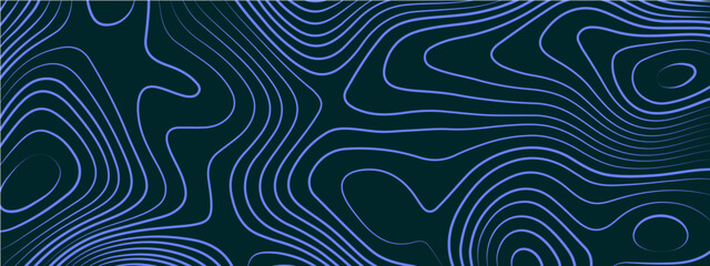Fototapeta na wymiar Blue wavy abstract topographic map contour, lines Pattern background. Topographic map and landscape terrain texture grid. Wavy banner and color geometric form. Vector illustration.