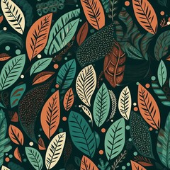 Create a fresh and modern look with this seamless pattern featuring abstract leaves. Perfect for a variety of design projects. AI Generation