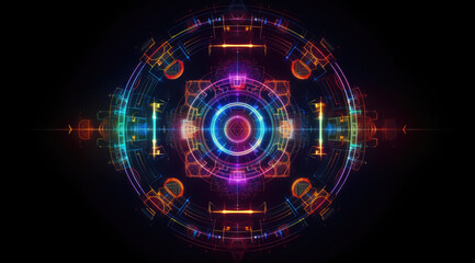 Fototapeta premium Digital Nexus. Complex & Vibrant, created with Generative Al technology.