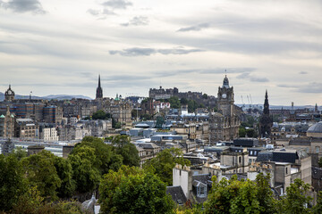 Fototapeta na wymiar Aerial view of the city of Edinburgh from Calton Hill