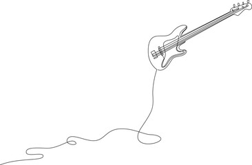 Continuous line drawing of guitar. Minimalist style vector illustration.