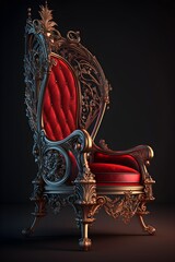 antique golden chair. Red and gold.3d rendering