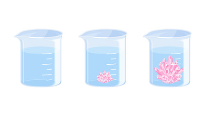 結晶を作る実験のイラスト_リン酸二水素アンモニウム