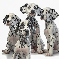 portrait of  dalmatian puppies , white background , . AI generated Art