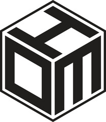 HOM letters logo with a polygon shape design