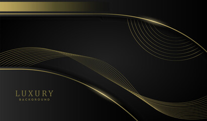 Luxury black background with a golden color abstract, for templates, brochures, business card or banner