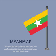 Illustration of Myanmar flag Template