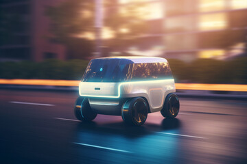 Obraz na płótnie Canvas Autonomous Delivery Van: AI-Driven Concept Illustration