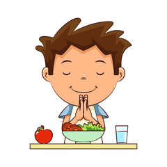 Child praying before meal