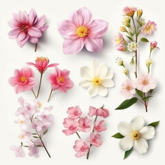 spring flowers on white background