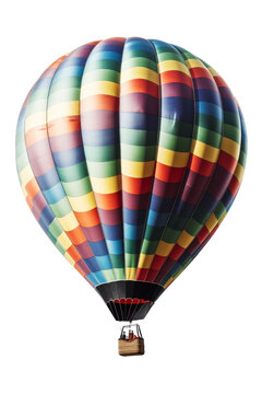 Rainbow Hot Air Balloon Clipart with Transparent Background, AI Generative