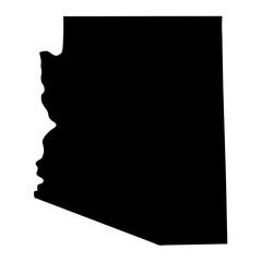 Arizona black map on white background
