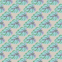 Stylized tropical leaves seamless pattern. Decorative leaf background.