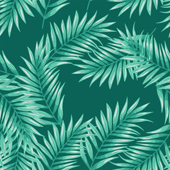Abstract exotic plant seamless pattern. Tropical palm leaves pattern. Fern leaf wallpaper. Botanical texture. Floral background.