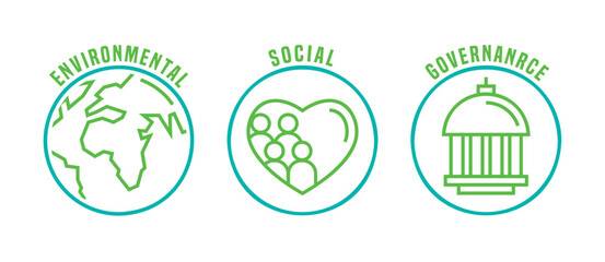 ESG concept. Editable vector illustration. Ad, print, poster