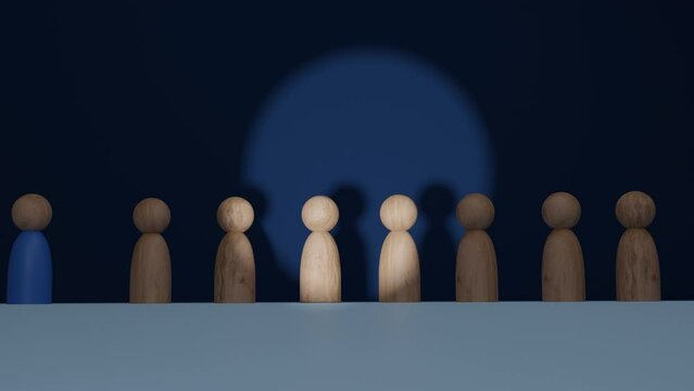 Job interview,recruitment,best,talent concepts.Selective new career recruitment sites.Job opportunity.Holding blue wooden people.Business leadership.recruitment concept.