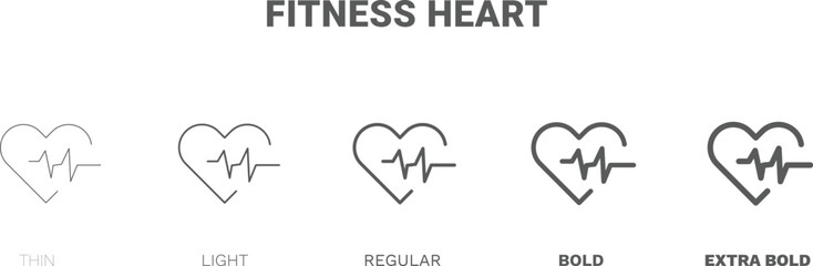 fitness heart icon. Thin, regular, bold and more style fitness heart icon from Fitness and Gym collection. Editable fitness heart symbol can be used web and mobile