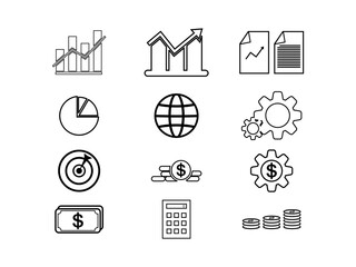 Business and finance web icon set - outline icon collection, vector