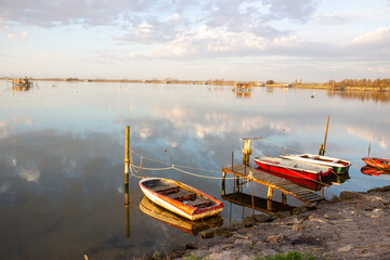 comacchio regional park delta del po lagoon city famous for its archaeological excavations and eel...