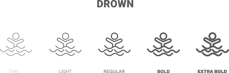 drown icon. Thin, regular, bold and more drown icon from Insurance and Coverage collection. Editable drown symbol can be used web and mobile