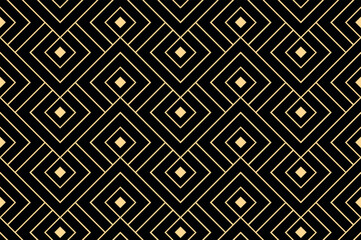 Abstract geometric pattern. A seamless vector background. Gold and black ornament. Graphic modern pattern. Simple lattice graphic design