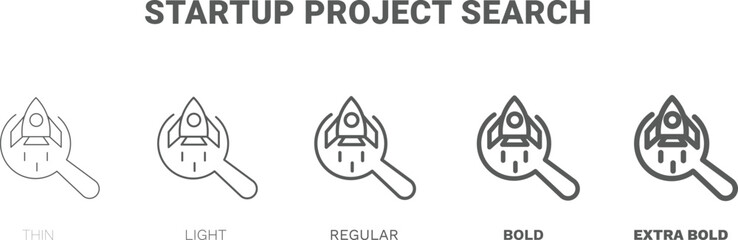 startup project search icon. Thin, regular, bold and more style startup project search icon from startup and strategy collection. Editable startup project search symbol can be used web and mobile