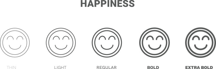 happiness icon. Thin, regular, bold and more style happiness icon from startup and strategy collection. Editable happiness symbol can be used web and mobile