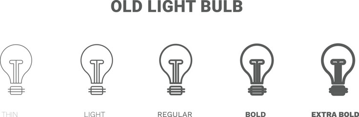 old light bulb icon. Thin, regular, bold and more style old light bulb icon from technology collection. Editable old light bulb symbol can be used web and mobile