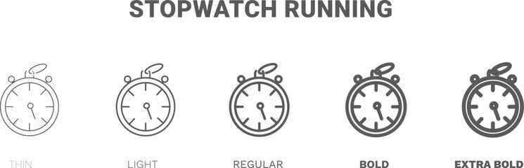 stopwatch running icon. Thin, regular, bold and more style stopwatch running icon from technology collection. Editable stopwatch running symbol can be used web and mobile