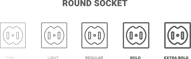 round socket icon. Thin, regular, bold and more style round socket icon from technology collection. Editable round socket symbol can be used web and mobile