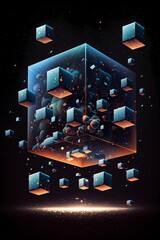 Cubes floating - Bright Colors
