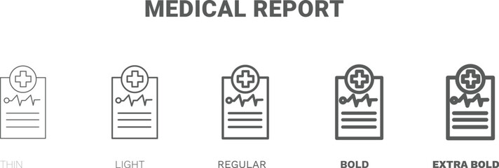 medical report icon. Thin, regular, bold and more style medical report icon from health and medical collection. Editable medical report symbol can be used web and mobile