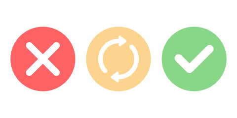 Check mark refresh and cancel icons set